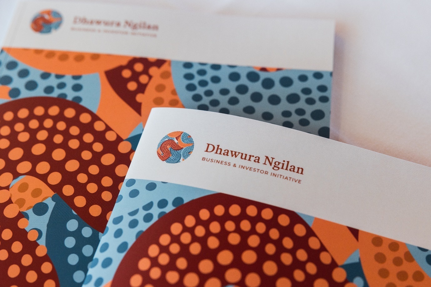 Dhawura Ngilan printed guides with First Nations artwork